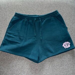 white fox teal sweatshorts! (also selling matching sweatshirt)